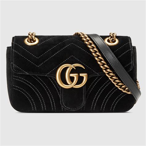 gucci marmont mini black velvet|Gucci Marmont velvet crossbody.